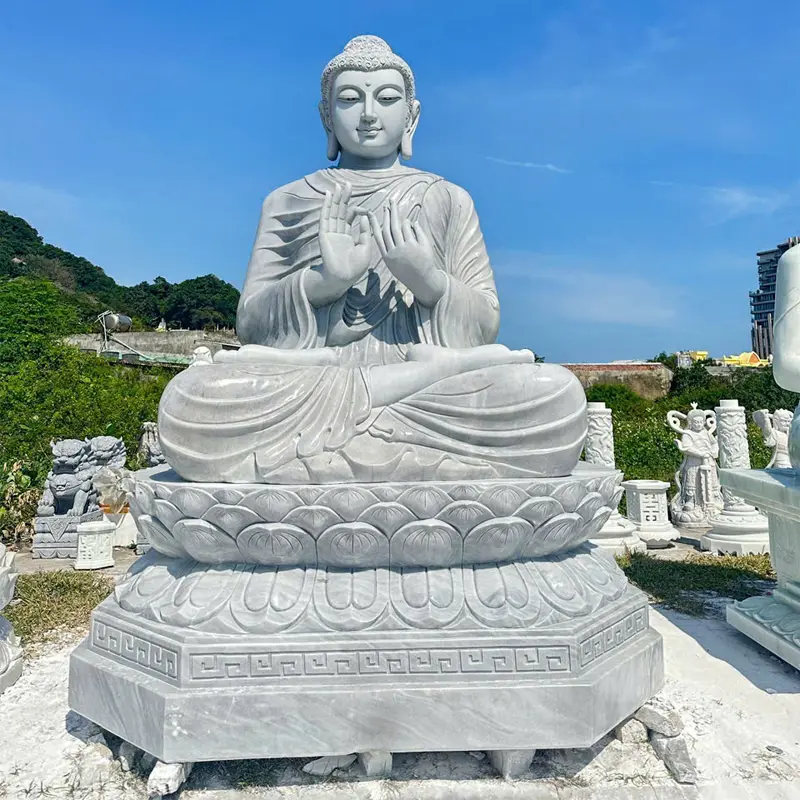 Tượng Thích Ca Mâu Ni thuyết pháp đài sen đá tự nhiên