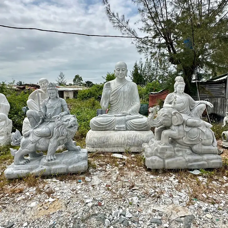 Tượng Văn Thù Và Phổ Hiền Bồ Tát Bằng Đá