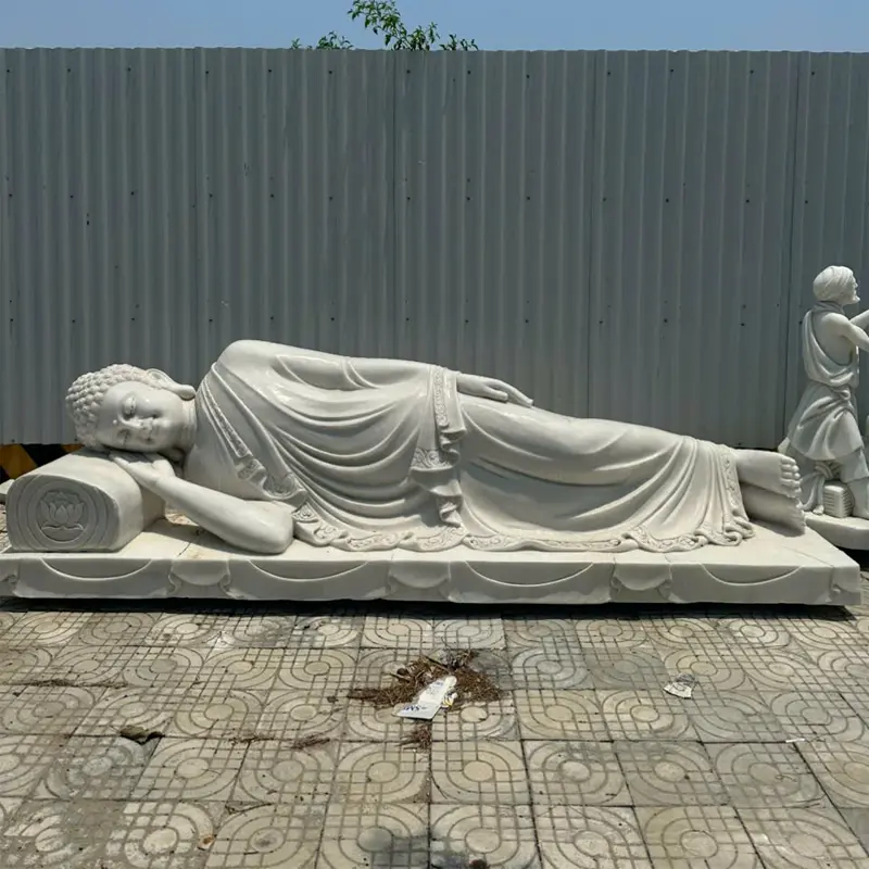 Tượng Phật Nhập Niết Bàn Đá Trắng Nhạt